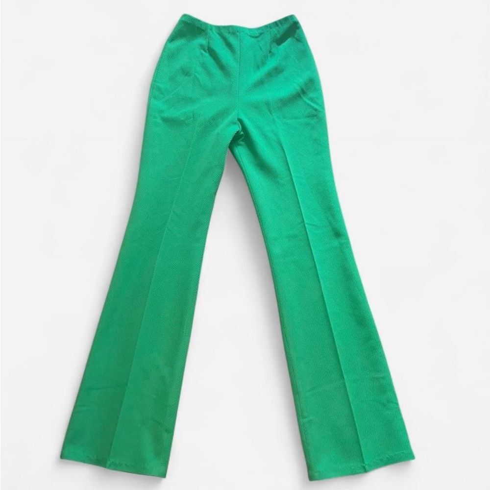 VTG 70s Alex Colman bright green flare pants